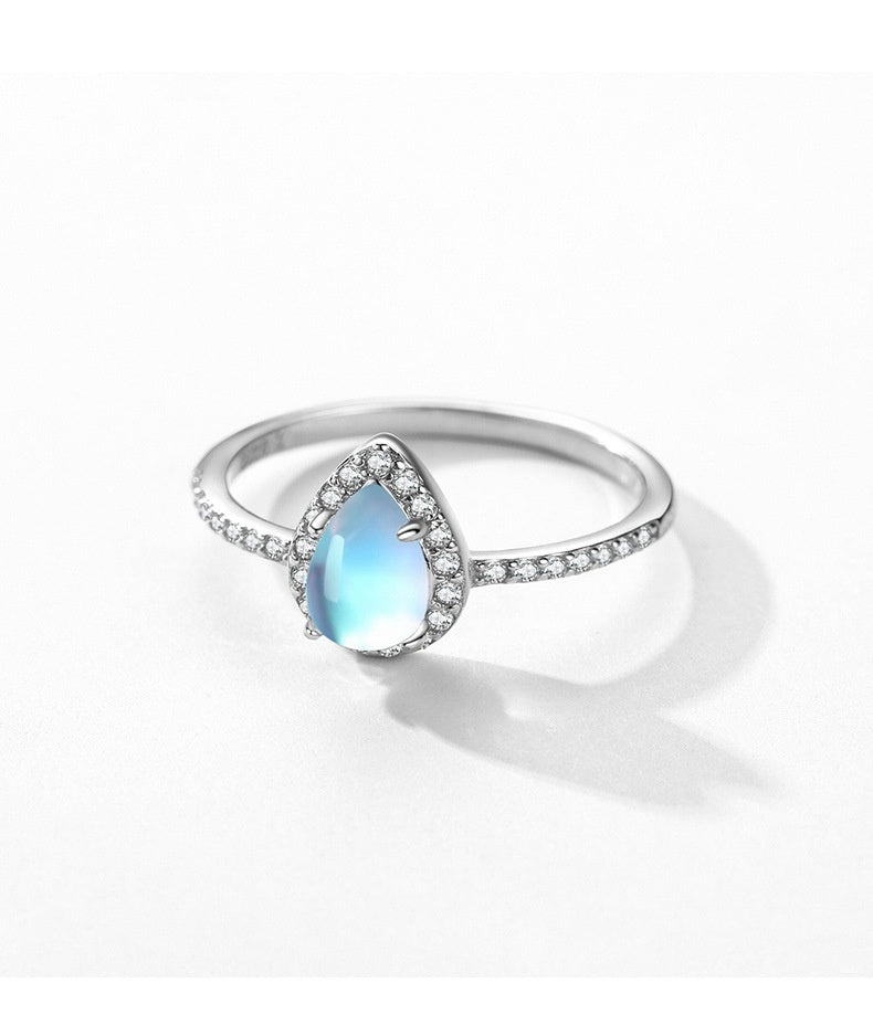 Sterling Silver Inlaid Moonstone Ring Female Niche Design