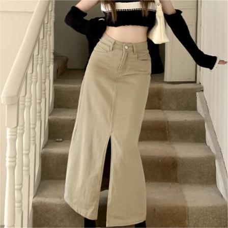 High Waisted Loose A-line Mid Length Wrap Hip Skirt