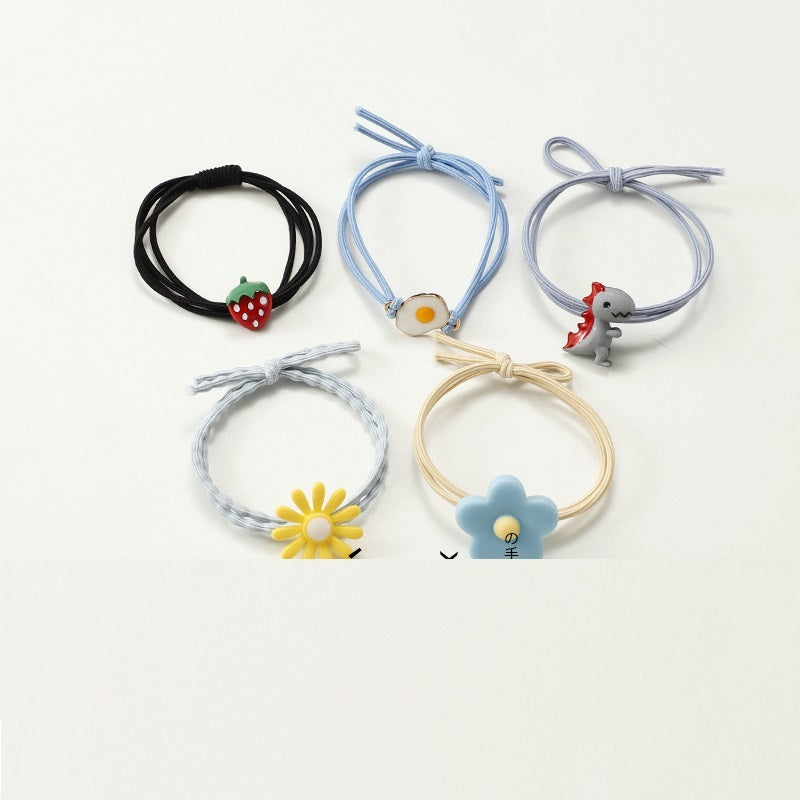 Korean Style Cute Soft Rubber Cartoon Hair Band Little Girl Hair Elastic Band Hair Rope Small Jewelry Hair Accessories Hair Ring Wholesale