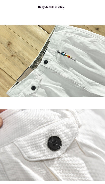 Men's Spring And Summer New Pure Color Simple Cotton Five-point Casual Shorts