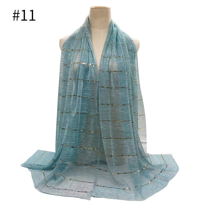 Spring And Summer Women's Bag Scarf Thin Breathable Solid Color Crumpled Panel Pressing Polyester Scarf