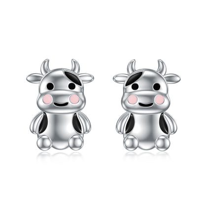 Cow Earrings Sterling Silver Cow Jewelry Animal Stud Earrings Cow Gifts for Women Teens Birthday