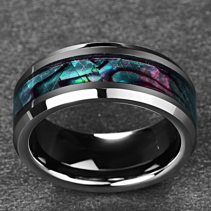 Tungsten Gold Ring With Black Veneer Plating