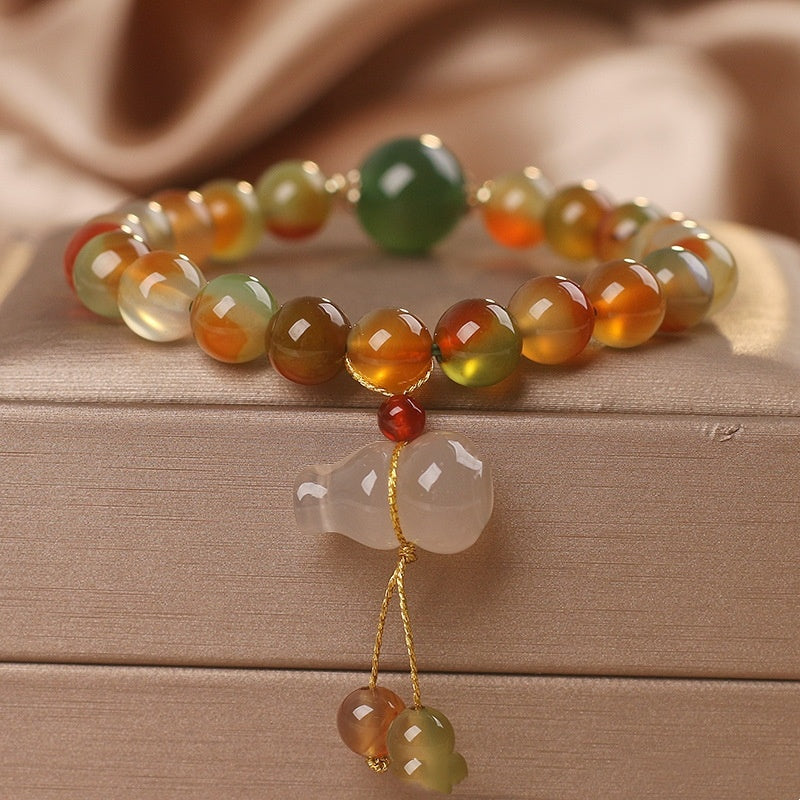 Natural Stone Color Beaded Bracelet Female New Chinese Style