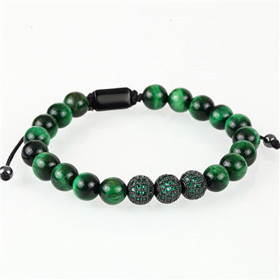 Inlaid Zircon Crown Transfer Beads Woven Men's Bracelet