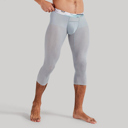 Seamless Men Tight Ice Silk Thin Leggings