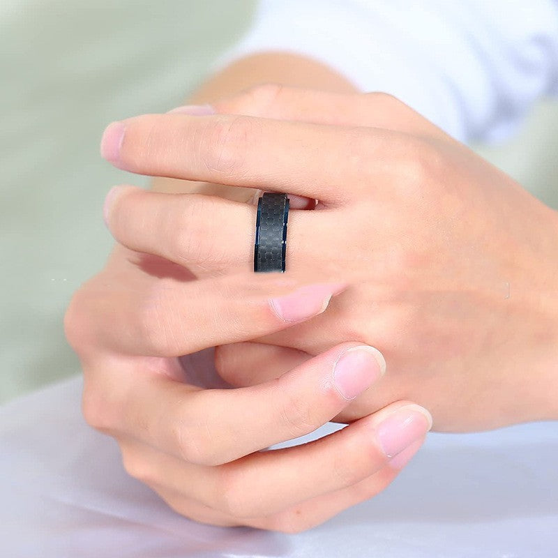 Black Carbon Fiber Combined Ring Set