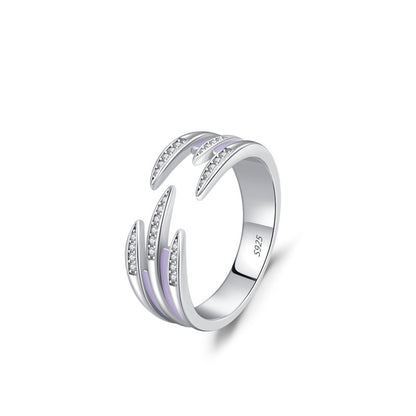 S925 Silver High-grade Enamel Open Ring Personalized Ins Style Stackable