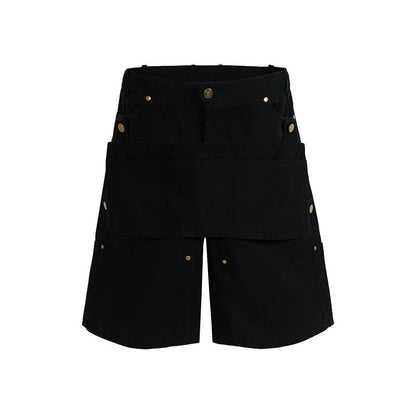 Summer Men's Detachable Multifunctional Pocket Knee Shorts