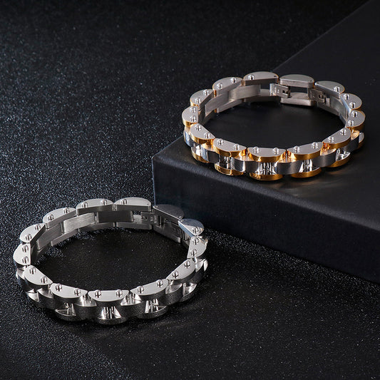 Stainless Steel Room Gold Personality Diamond Texture Men's Titanium Steel Bracelet