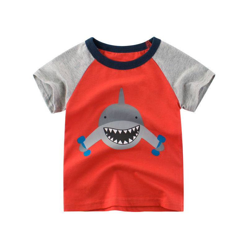 Boys Print Round Neck Short Sleeve T-shirt
