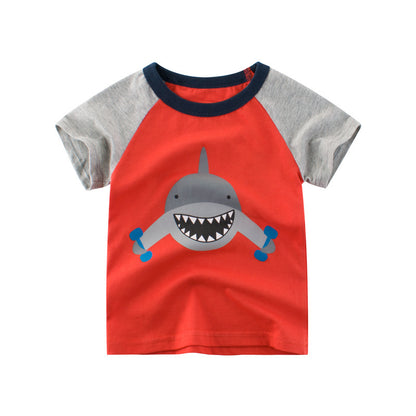 Boys Print Round Neck Short Sleeve T-shirt