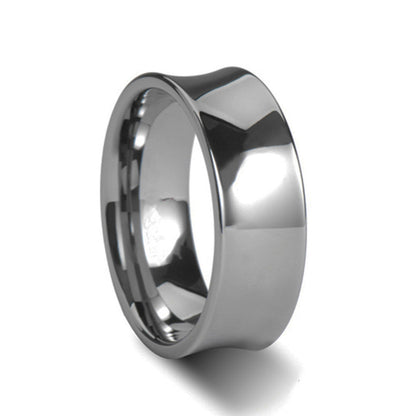 Men's Fashion Simple 8mm Tungsten Steel Concave Ring