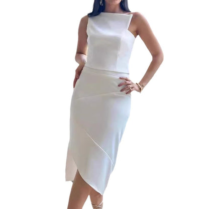 Women's Slim Sleeveless Solid Color Dress