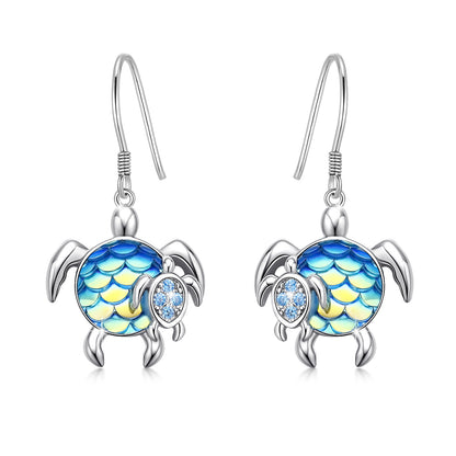 Turtle Earrings Sterling Silver Mom and Baby Dangle Mother and Daughter Tortoise