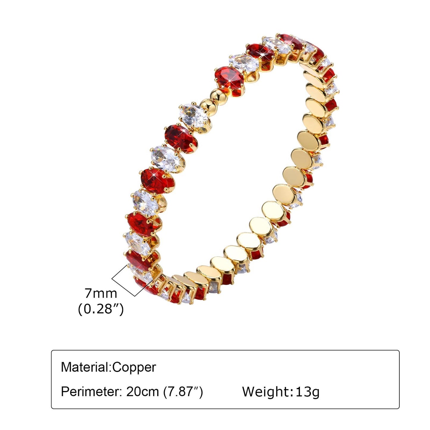 Fashion Women's Colorful Oval Zircon Bracelet