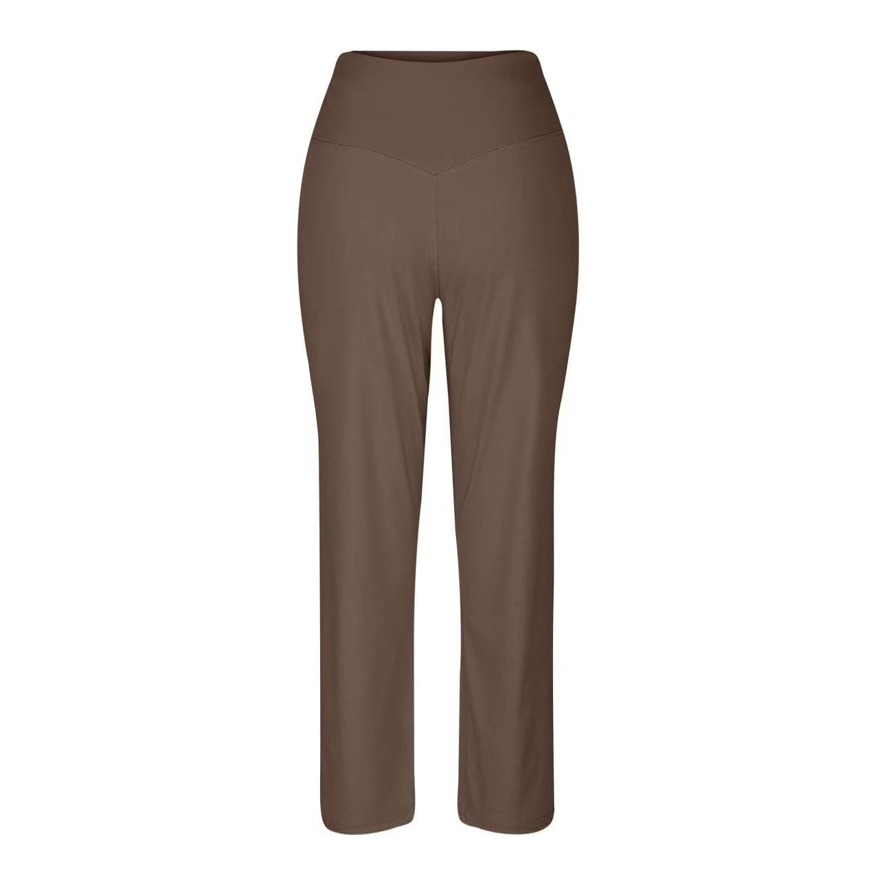 Women's High Waist Pure Color Draping Effect Straight Casual Trousers