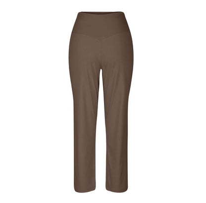 Women's High Waist Pure Color Draping Effect Straight Casual Trousers