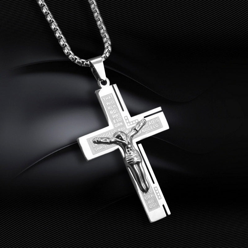 Fashion Titanium Steel Corrosion Cross Pendant Necklace