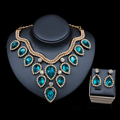 Fast Selling Explosion, Middle East, Europe And America, Colorful Exaggerated Bride Necklace, Earring Set, Cross Border High Quality Goods Supply