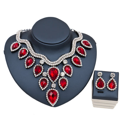 Fast Selling Explosion, Middle East, Europe And America, Colorful Exaggerated Bride Necklace, Earring Set, Cross Border High Quality Goods Supply