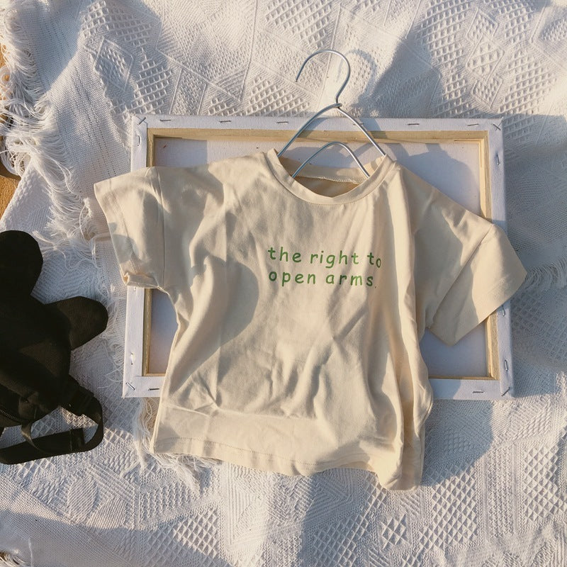 Boys and girls foreign solid color wild basic T-shirt