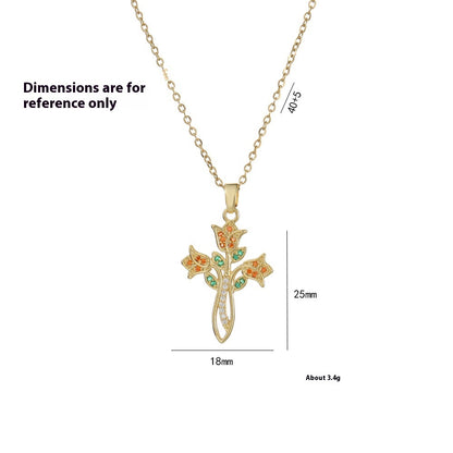 Colorful Zircon Flower Necklace Niche