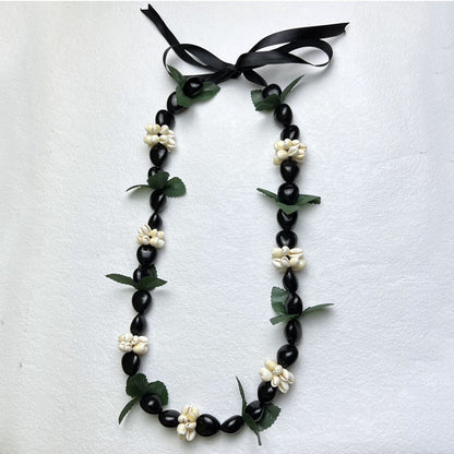 New Acrylic  Nut Black Ribbon Knotted Necklace