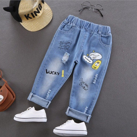 New Printed Boys Denim Long Tide Hot Sale