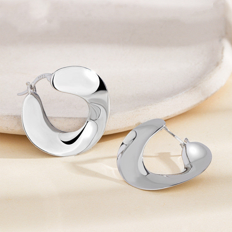 S925 Sterling Silver Wafer Irregular Earrings