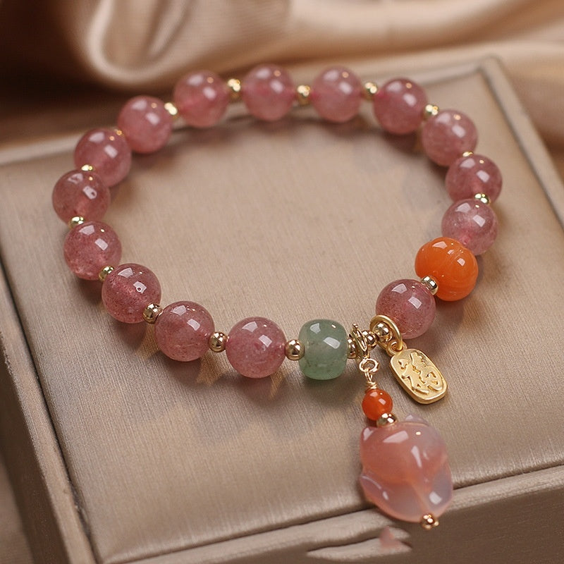 Attracting Male Transfer Natural Strawberry Quartz Bracelet