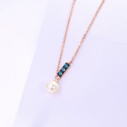 14K Rose Gold Jewelry New Korean Pearl Necklace Pendant all-match gold custom simple and elegant fashion wholesale