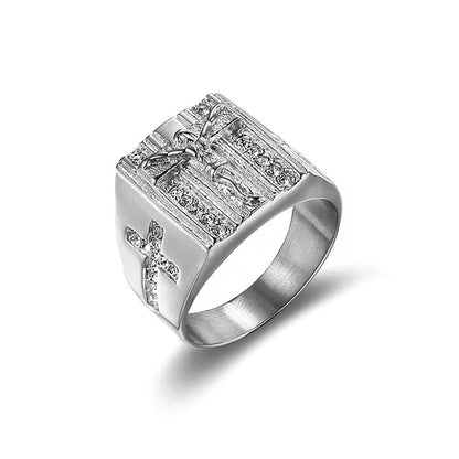 European And American Retro Religious Jesus Cross Ring