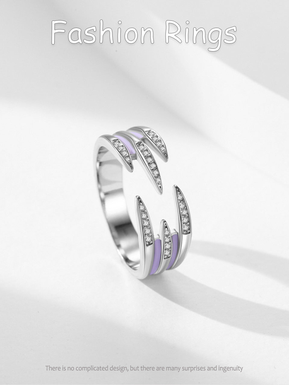 S925 Silver High-grade Enamel Open Ring Personalized Ins Style Stackable