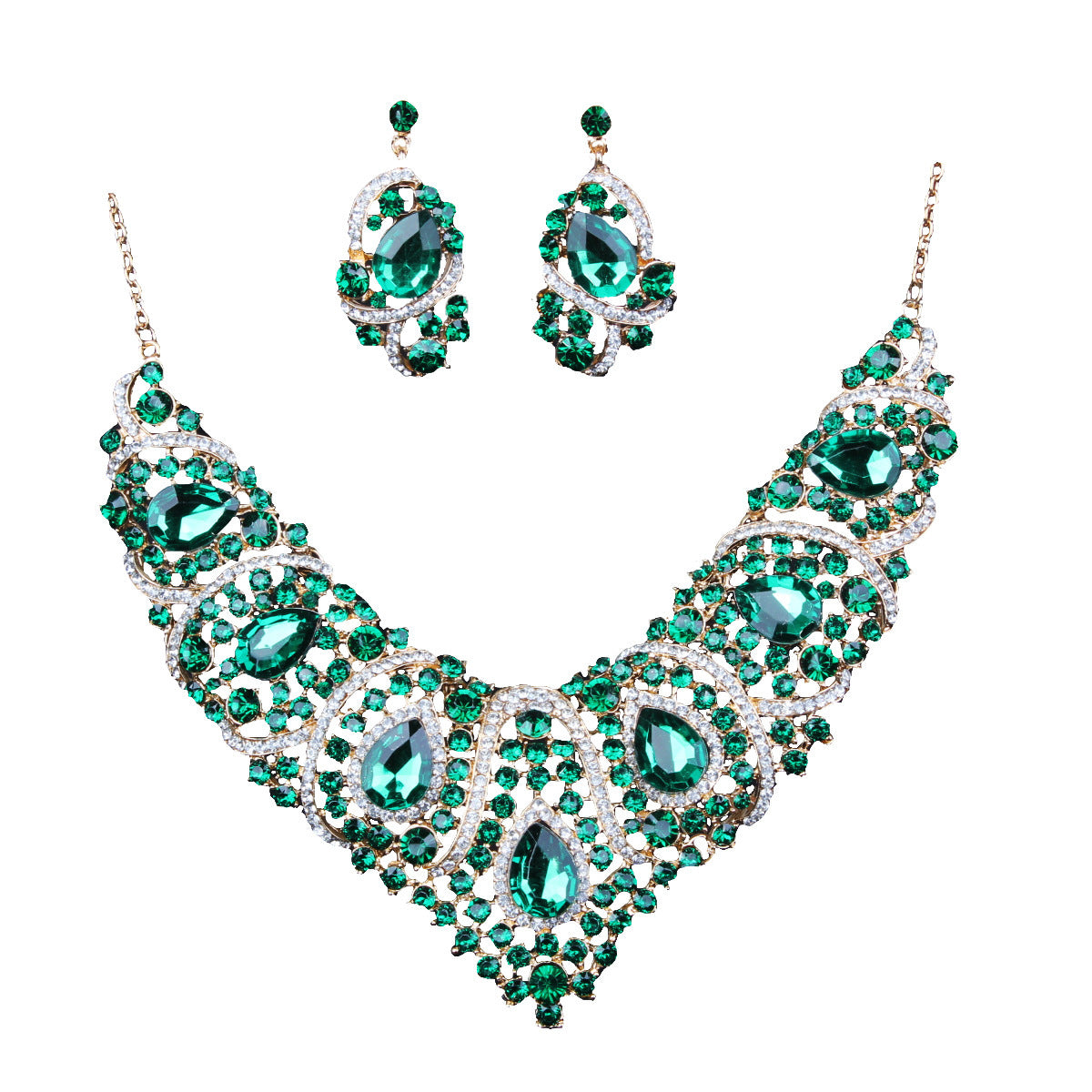 Colorful Bridal Necklace And Earring Set