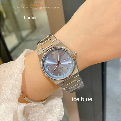 Calendar Quartz Ice Blue Watch Couple