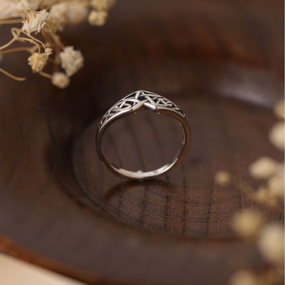 Pure Silver Star Distressed Female Ring