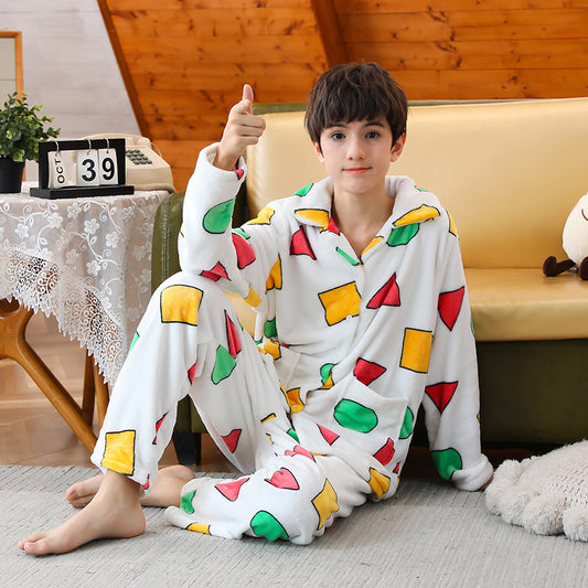 Fashion Youth Pajamas Flannel Long Sleeves