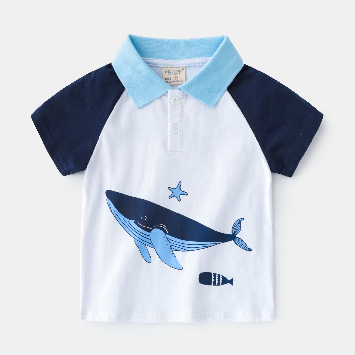 Children's Lapel Casual Slim Short Sleeve T-shirt