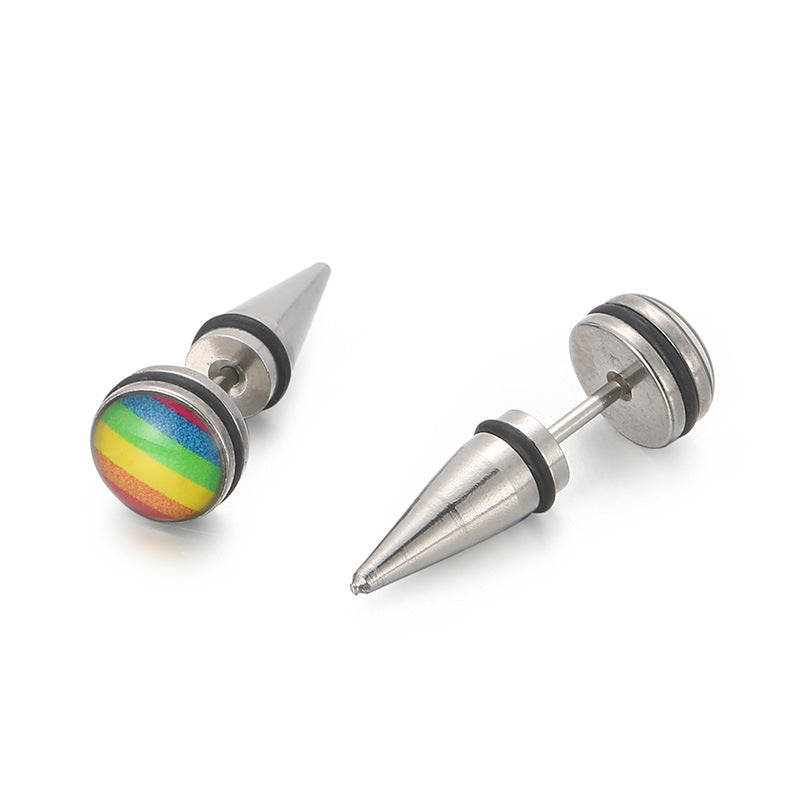 Stainless Steel Fashion Creative Rainbow Geometric Earrings