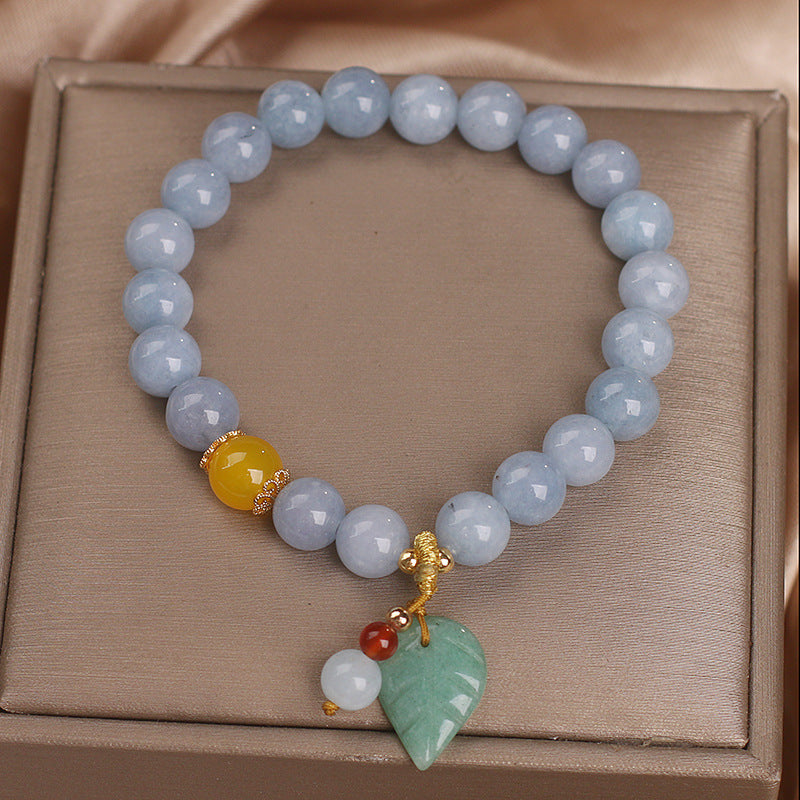 Aquamarine Bracelet Female Ins Special-interest Design Ethnic Style