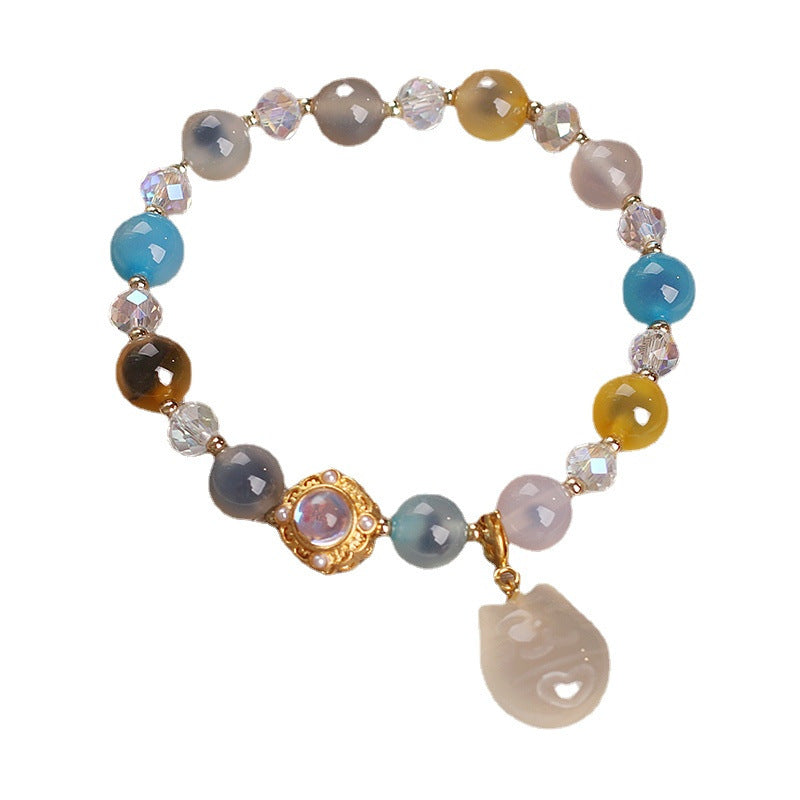 Ethnic Style Colorful Heart Agate Bracelet