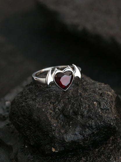 Heart-shaped Bat-shaped Silver Simple Fashion Ring