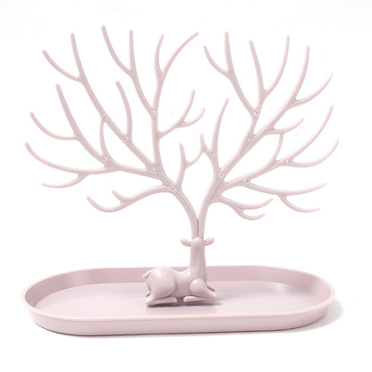 Deer Jewelry Display Stand Earrings Necklace Ring Jewelry Display Tray Jewelr Crystal Handle Antlers Jewelry Display Stand With Storage Drawer And Tray, Tree Tower Rack Hanging Organizer