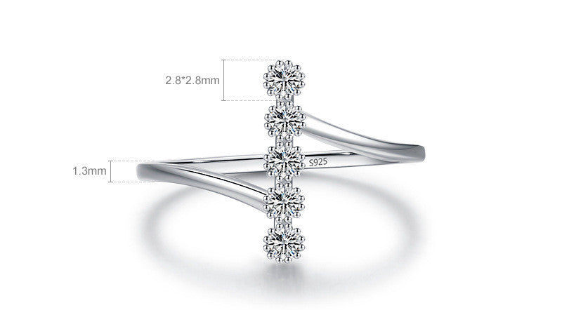 Sterling Silver Inlaid Zircon Ring For Women