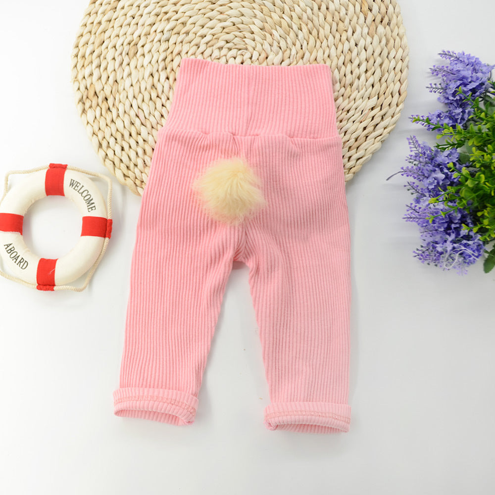 Baby Solid Color Pit Cotton High-waisted Pants