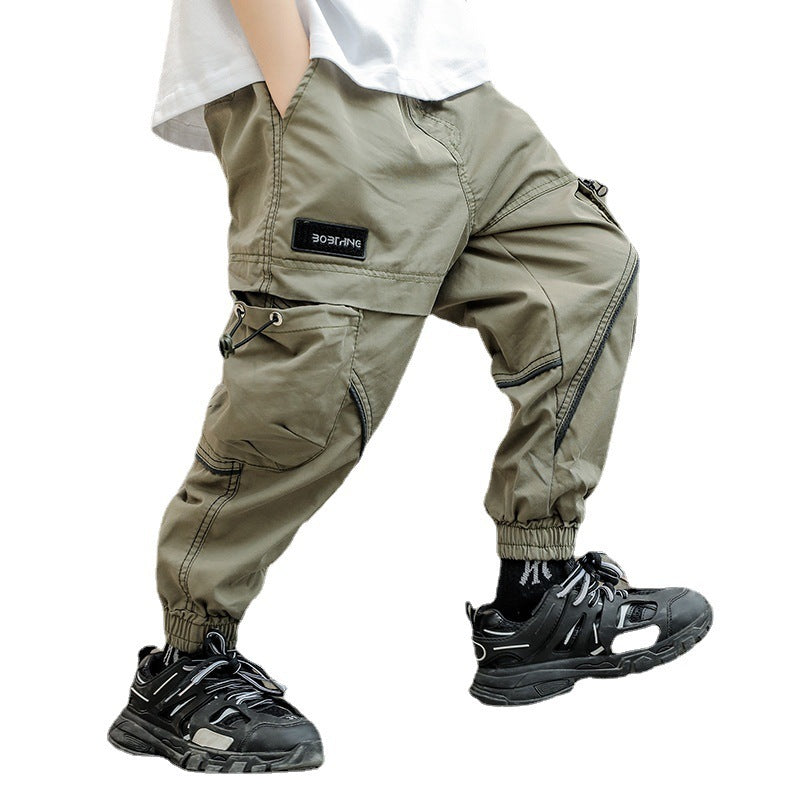 Drawstring Zipper Children's Casual Pants