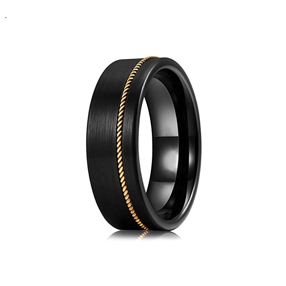 8mm Tungsten Steel Flat Electric Black Ring