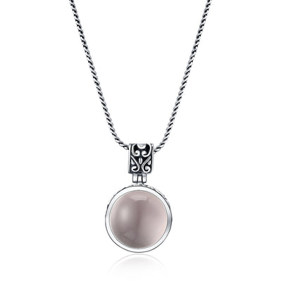 S925 Silver Natural Ross Quartz Necklace For Women