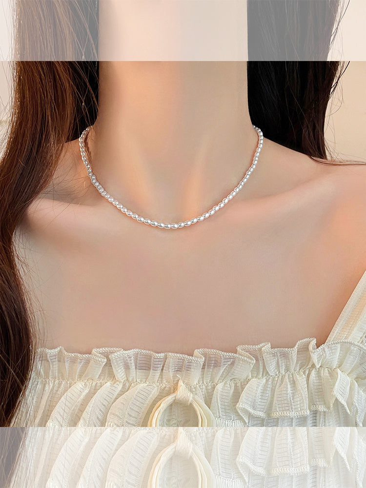 Double Layered White Moon Pearl Necklace